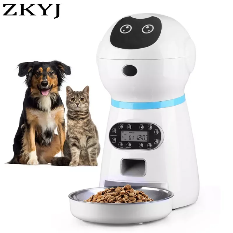

Smart Automatic Pet Feeder With Voice Record Stainless Steel LCD Screen Timer For Dog Food Bowl Cat Food Dispenser Pet Supplies