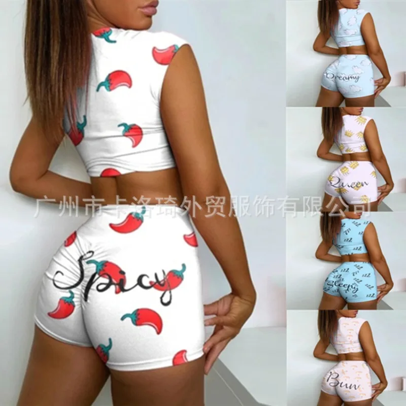 

Women's Dresses Sets Printed Vest Shorts Two-piece Home Casual Set for Women
