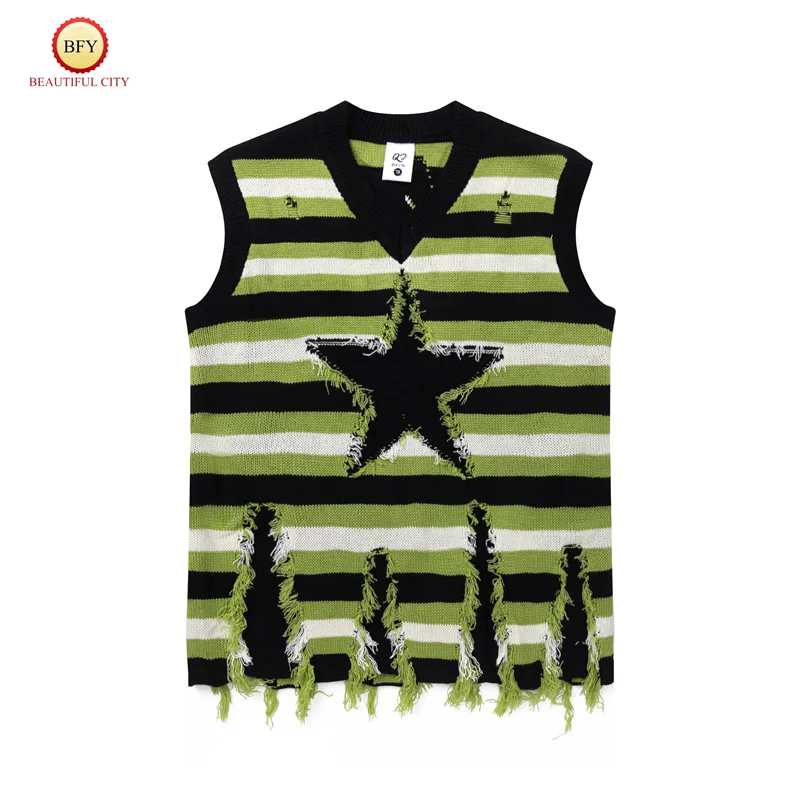 Вязаный жилет с V-образным вырезом без рукавов