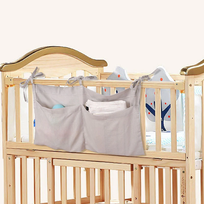 

Baby Bed Hanging Storage Bags Cotton Newborn Crib Organizer Toy Diaper Pocket For Crib Nappy Store Bags Bedding Set Accessories