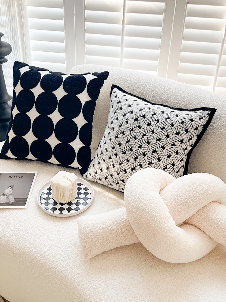 

Ins wind art twist bar sofa pillow back cushion model room pillow cover does not contain core.