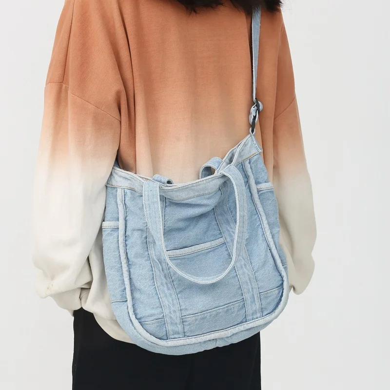

Denim Woman Shoulder Bags Fashion Soft Canvas Tote Designer Handbags For Women Large Capacity Crossbody Women's Shopper Bags