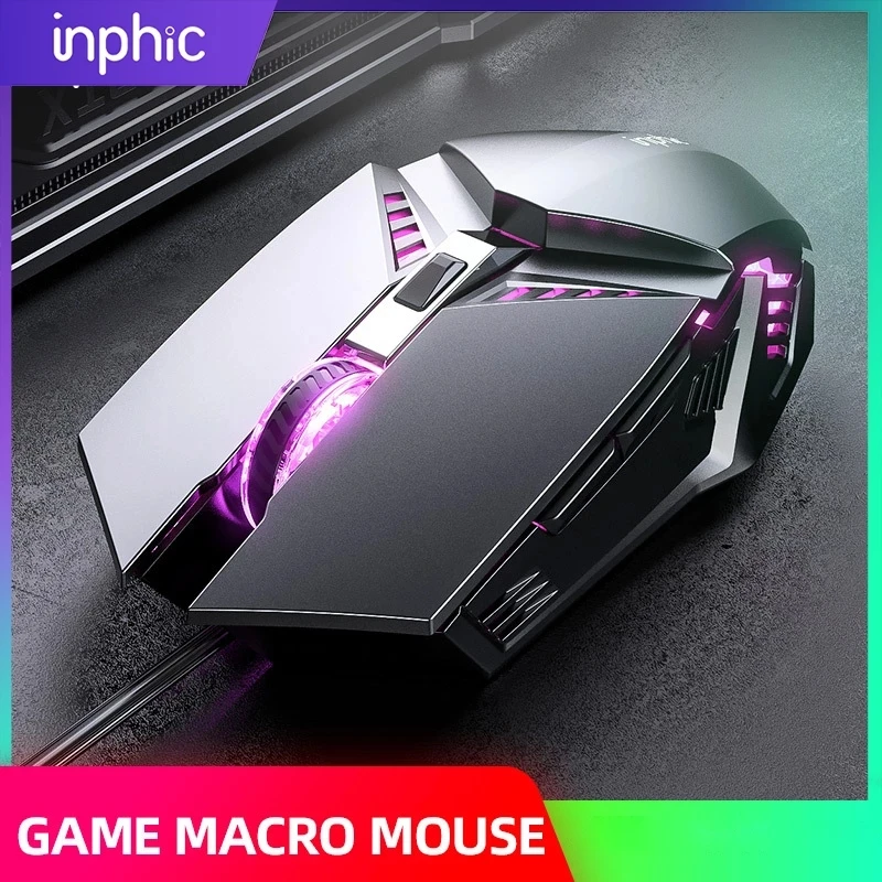 

inphic PW2 Gaming Mouse 4000 DPI Adjustable USB Wired Silent Mouse With Colorful Breathing Light For For PC Laptop Games