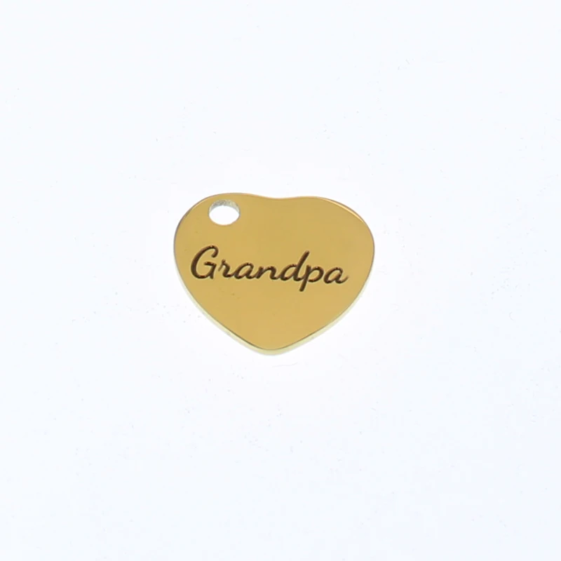 Gold Mom Love Charm Stainless Steel Heart Charms Laser Words Diy High Polish Mirror Pendant |
