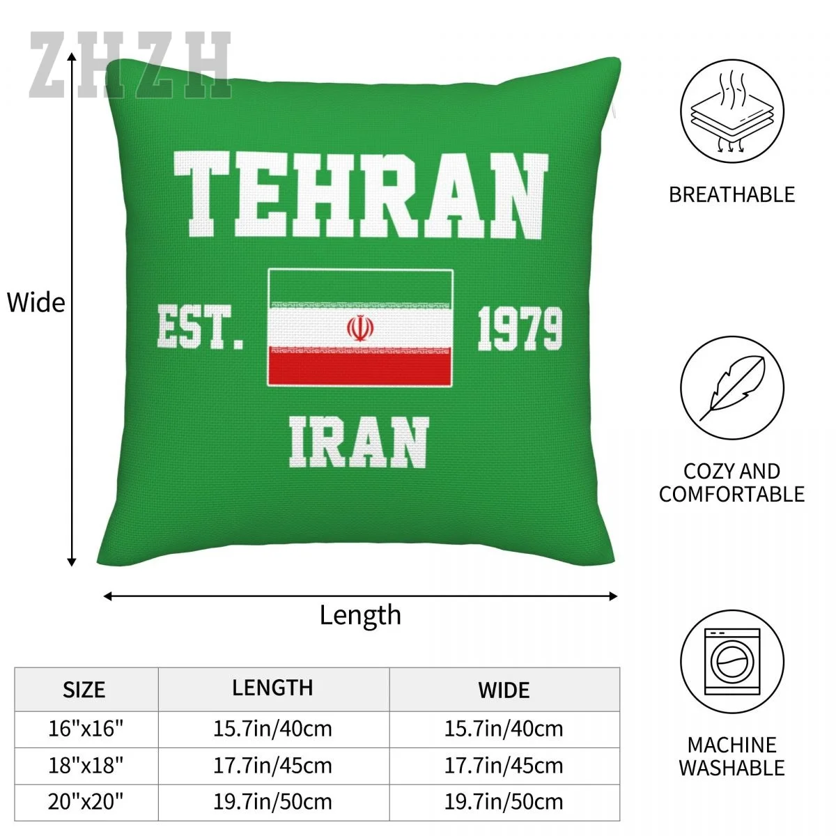 Linen Pillowcases Iran EST.1979 Tehran Capital Throw Pillow Cover Family Home Decor Sofa Car Waist Cushion images - 6