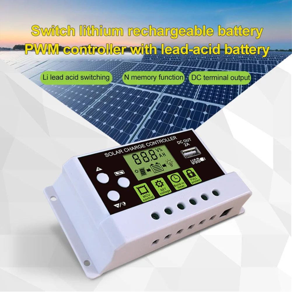

Solar Panel Battery Regulator Data Memory 10a 20a 30a Solar Charge Controller Adjustable Lcd Display 12v 24v New Pwm Controller