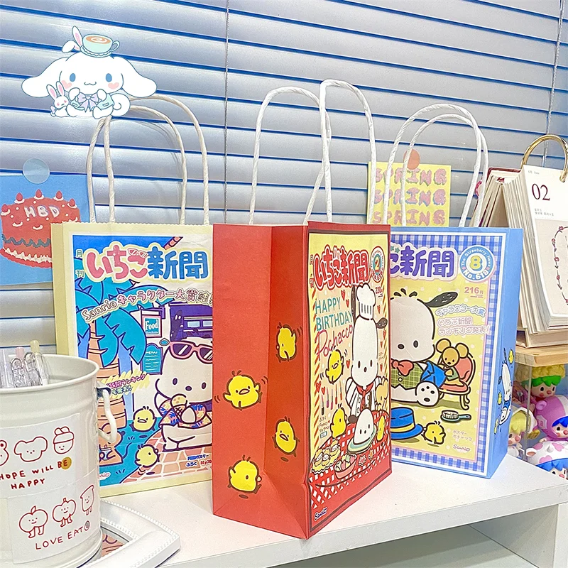 

Sanrios Pachacco Packaging Tote Bag Anime Cartoon Square Bottom Kraft Paper Ins Gifts Kawaii Cute Souvenir Takeaway Bag Y2k Gift
