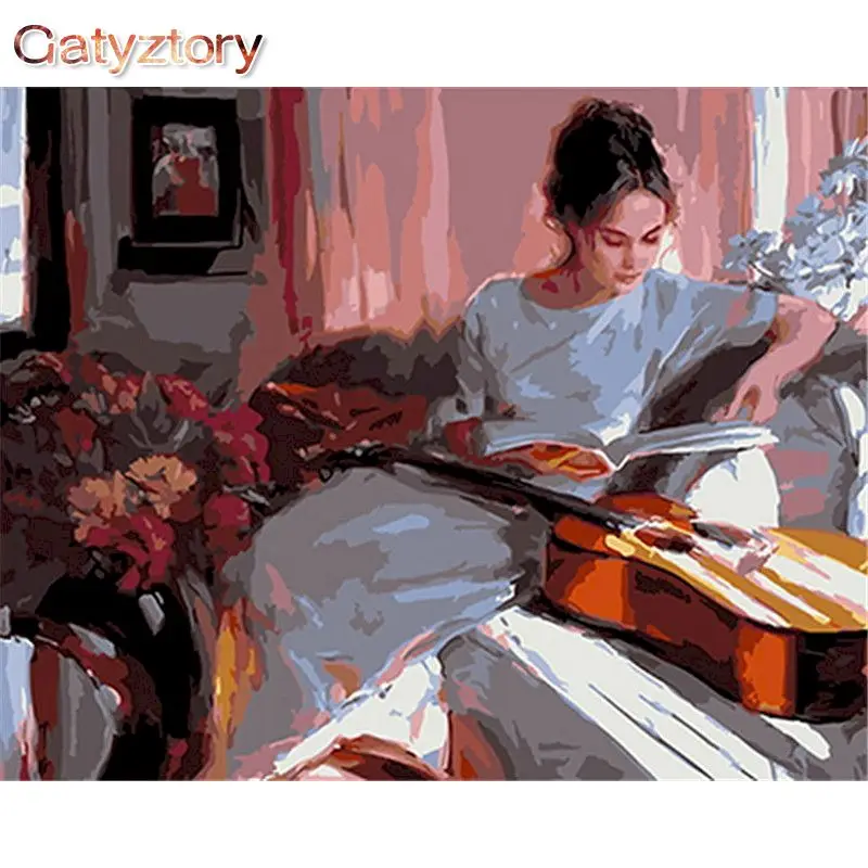 

GATYZTORY 60x75cm Painting By Numbers Cello Girl DIY Paint By Numbers For Adult Frameless Digital Painting On Canvas Unique Gift