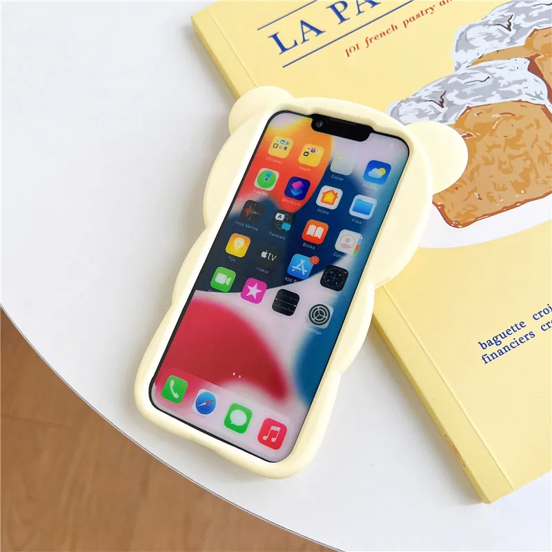 Cartoon Animal Bear Cute 3D Case For iphone 14 13 12 11 Pro XS Max XR X SE 6 7 8 Plus Soft silicone bubble Phone Cover kids gift
