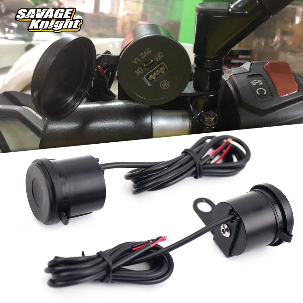 

USB Motorcycle Universal Charger Quick Charging Accessories Waterproof Handlebar Charge Port Switch Power Supply Adapter Socket
