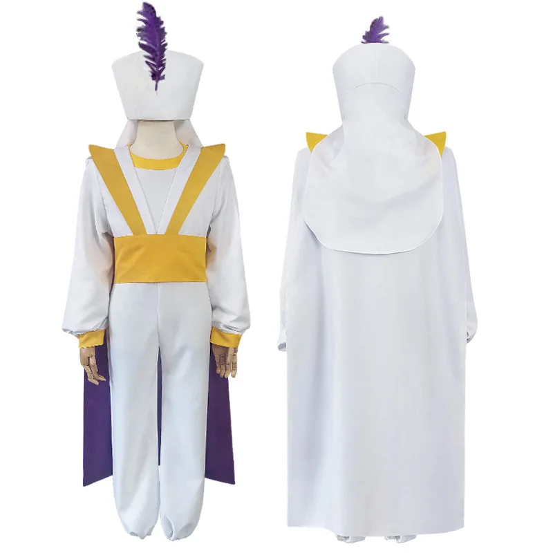 

The Arabian Nights Aladdin Magic Lamp Cosplay Anime Costume Men Halloween Stage Prince Performance Suit Hat Cape White Uniform