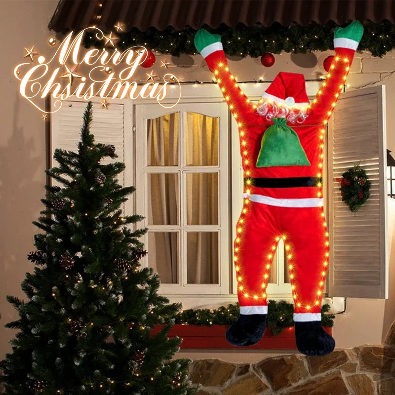 

Рождественское настенное украшение для скалолазания Санта-Клауса, скалолазание с искусственным окошком, дверью, Рождественский реквизит, внутренний и наружный Декор для дома