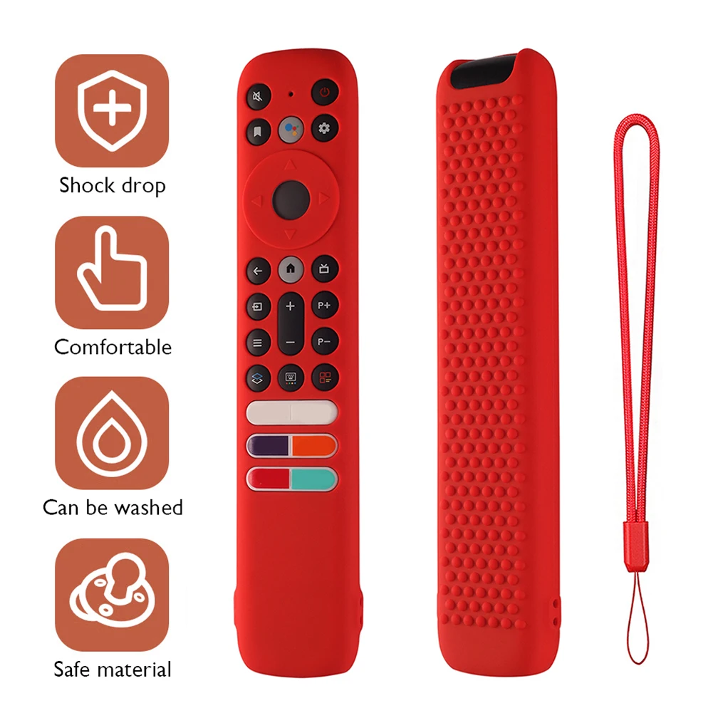 

Protective Case Silicone Remote Control Covers with Lanyard Shockproof Anti-Slip Accessories for TCL RC902V FMR1 FMR2 FMR4