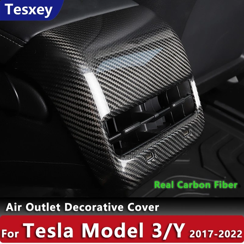 

Real Carbon Fiber Air Outlet Trim For Tesla Model 3 Model Y 2017-2022 2021 Auto Accessories Car interior Decorative Cover