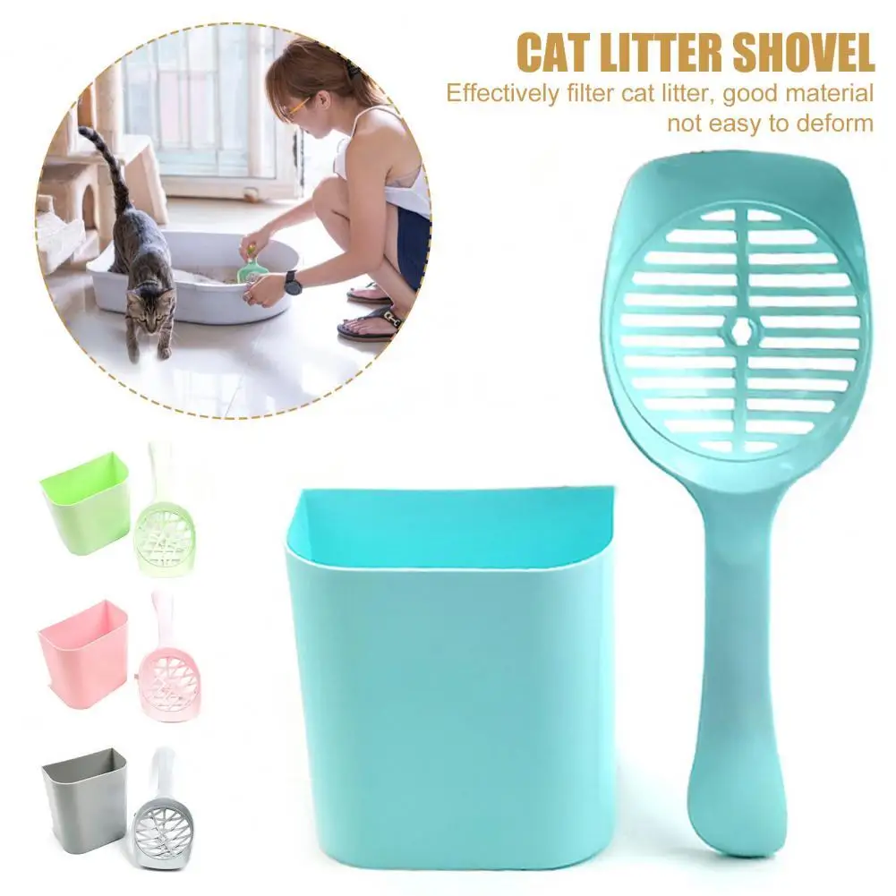 

Cat Litter Shovel With Built in Bag Holder Hollow Neater Scoop Dog Sand Labor-saving Plastic Pet PoopLitter Box Shovel