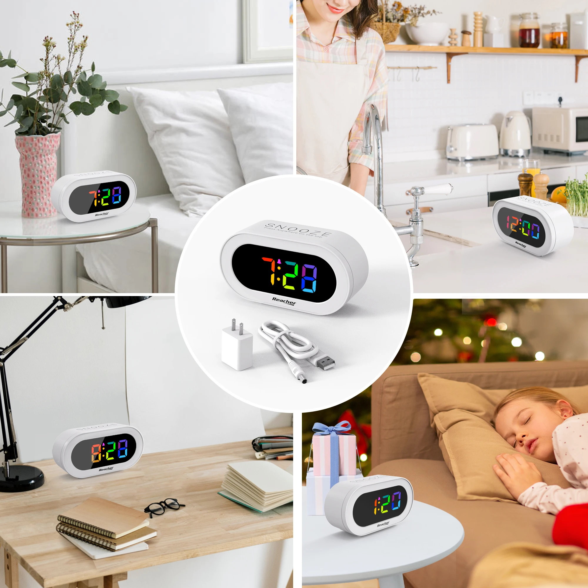 Цифровой будильник для детской спальни цвет светодиода функция повтора простота
