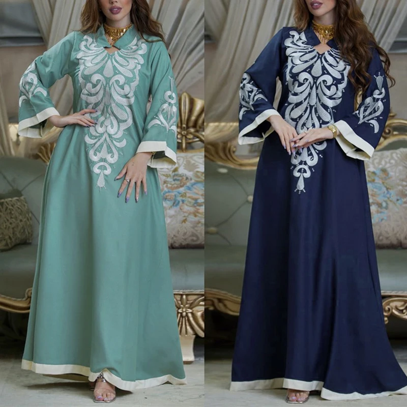 Женское кимоно с вышивкой, длинное мусульманское платье в арабском стиле