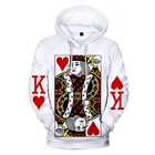 Толстовка мужская с капюшоном, Свитшот в стиле хип-хоп, с рисунком сердца карт, 3d-покера, игры в покер, король, Модный пуловер