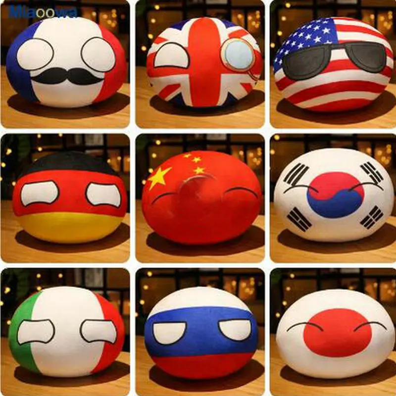 

10CM Creative Polandball Plush Dolls Funny Country Ball Toys USSR USA FRANCE RUSSIA UK JAPAN GERMANY CANANDA ITALY Pendant Toy