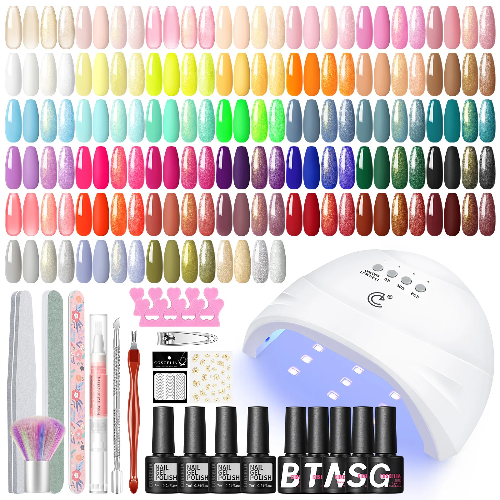 COSCELIA 40 Шт. Набор Гель-лаков Для Дизайна Ногтей 7 Мл Матовое Глянцевое Сверкающее