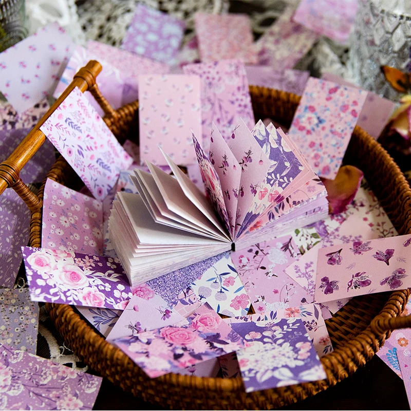 

100 sheets Memo paper fresh and retro plants flowers ins hand ledger materials message writing paper 8 options