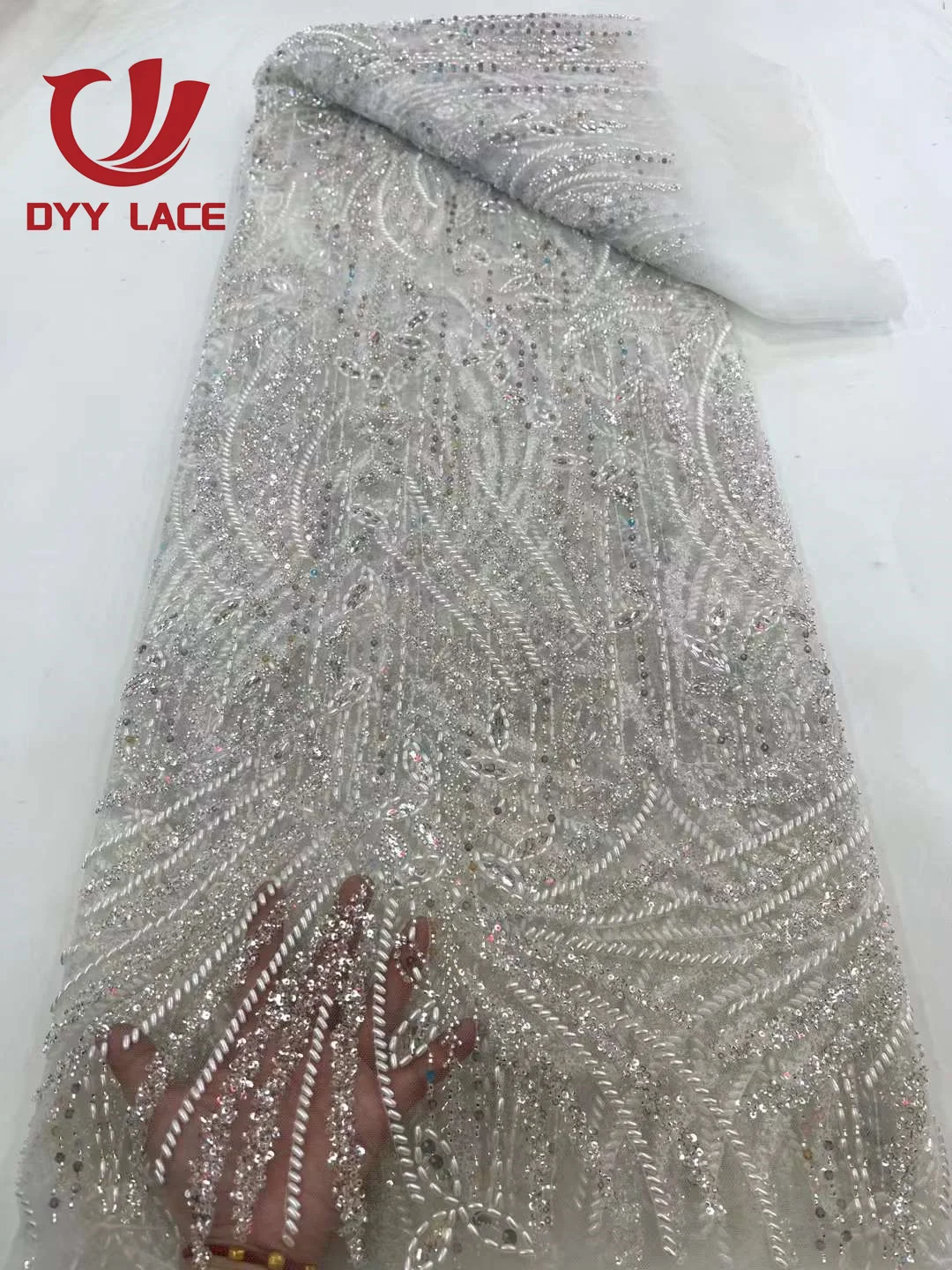 

Африканские бусины, кружевная ткань 2023, высококачественное кружево, французские нигерийские Блестки для жениха, кружевная ткань для свадебного платья, пришивания, 5 ярдов