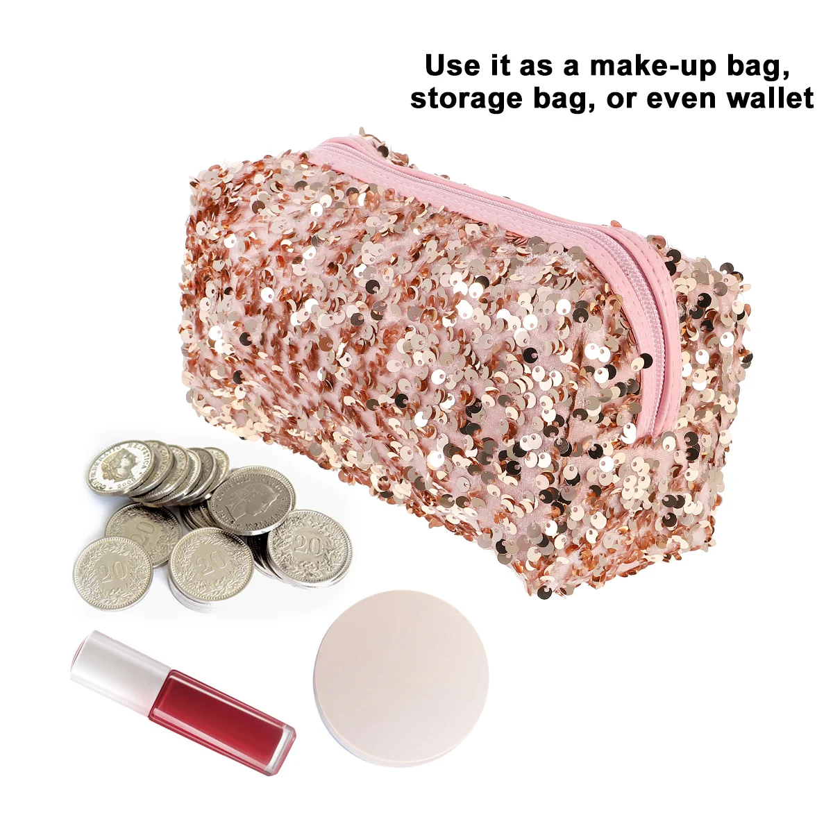 Сумка с блестками для макияжа блестящая черная сумка туалетных принадлежностей