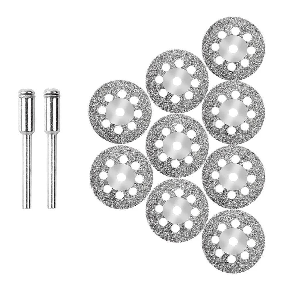 

10pcs Diamond Cutting Wheels With Mandrel For Rotary Pneumatic Tool Die Grinder Metal Cut Off Disc For Cutting Gems Glass