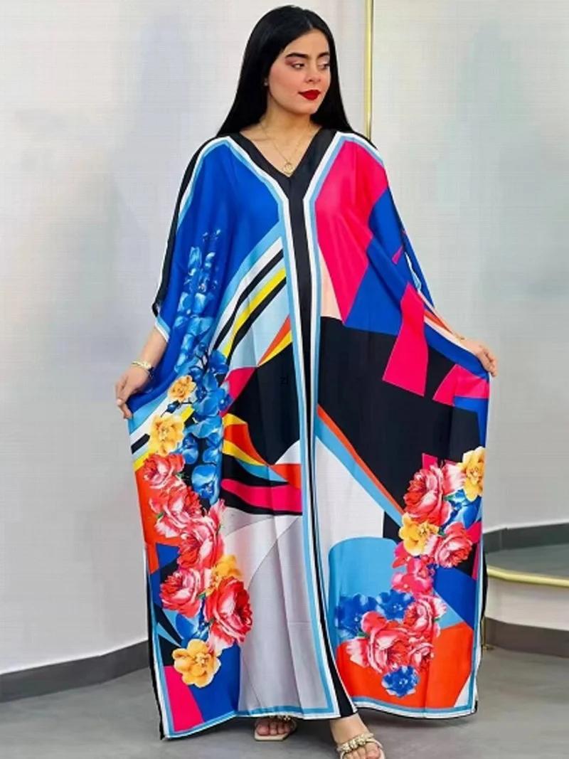 

African Dresses For Women Party Dashiki Clothing Long Sleeve Pleated Maxi Dress Robe Africaine Femme Clothes Africa Dress