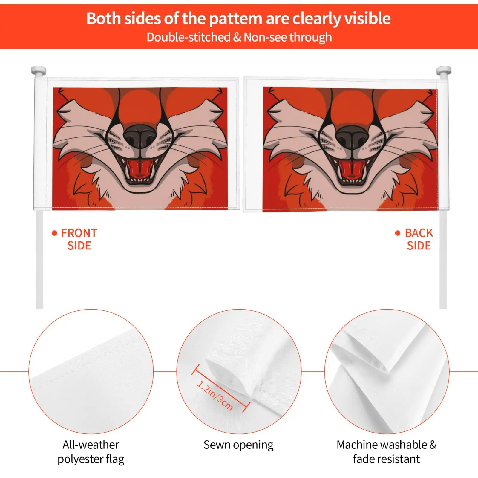 Лисий флаг автомобиля Забавный пушистый меховой намордник |