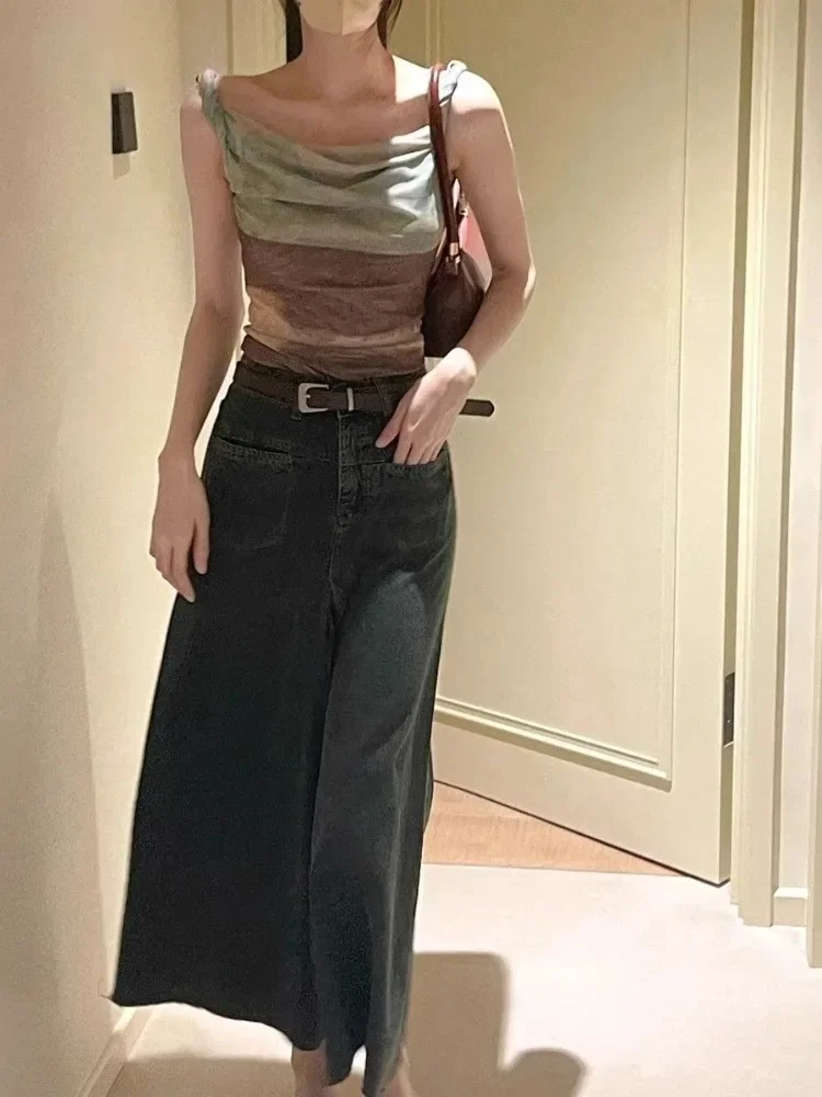 2024 топы Ropa Mujer Y2k модные летние корейские майки с принтом тай-дай марлевый жилет