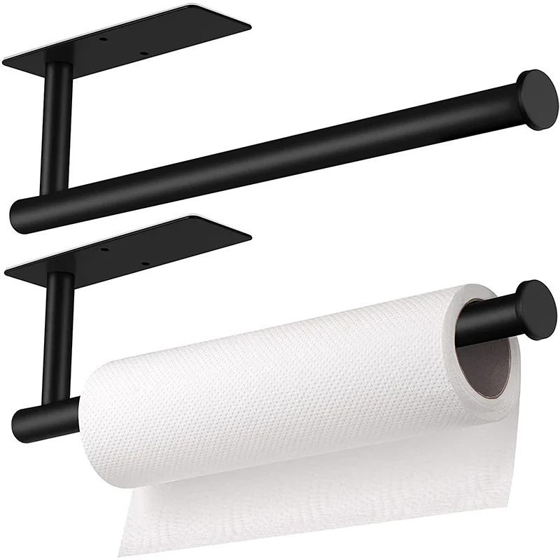 

Adhesive Paper Towel Holder Under Cabinet Wall Mount for Kitchen Paper Towel, Black Paper Towel Roll Holder Stick to Wall
