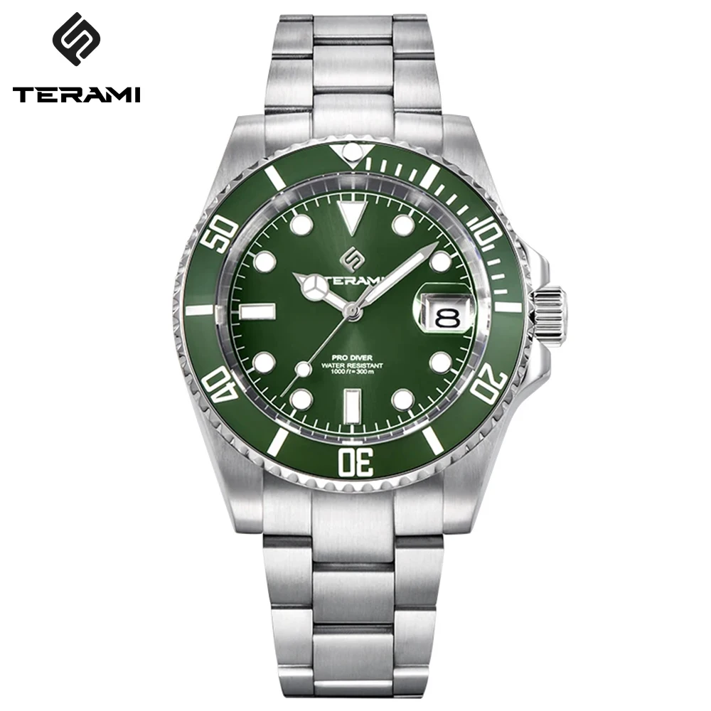 Суперсветящиеся мужские часы для дайвинга TERAMI керамические модели 40 мм 300 м с