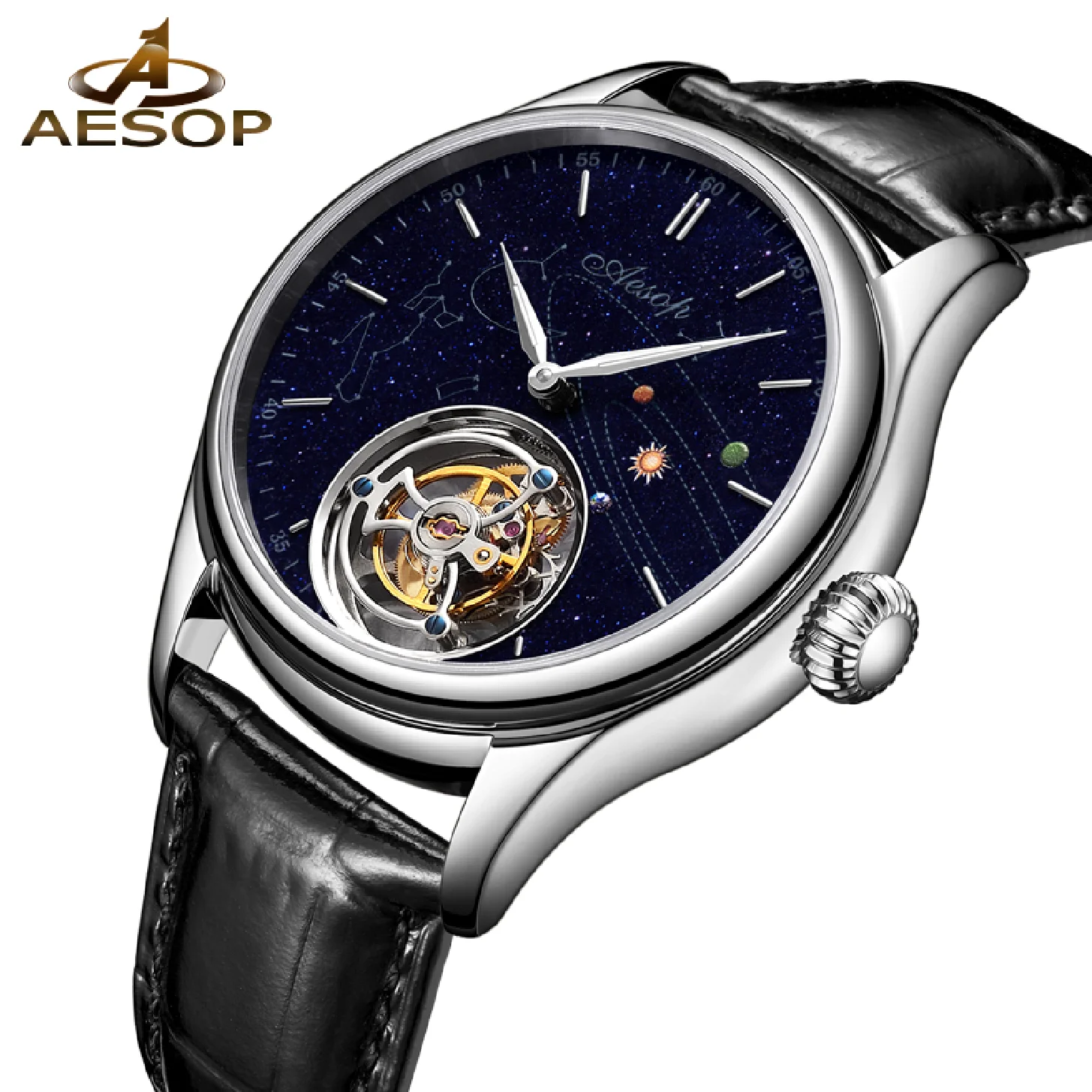 

AESOP Skying Tourbillon Watch Automatic Watch 2021 New Men's Watch Fashion Luxury Leather Wristwatch Clock Male ��ѧ�� �ާ�ا�ܧڧ�