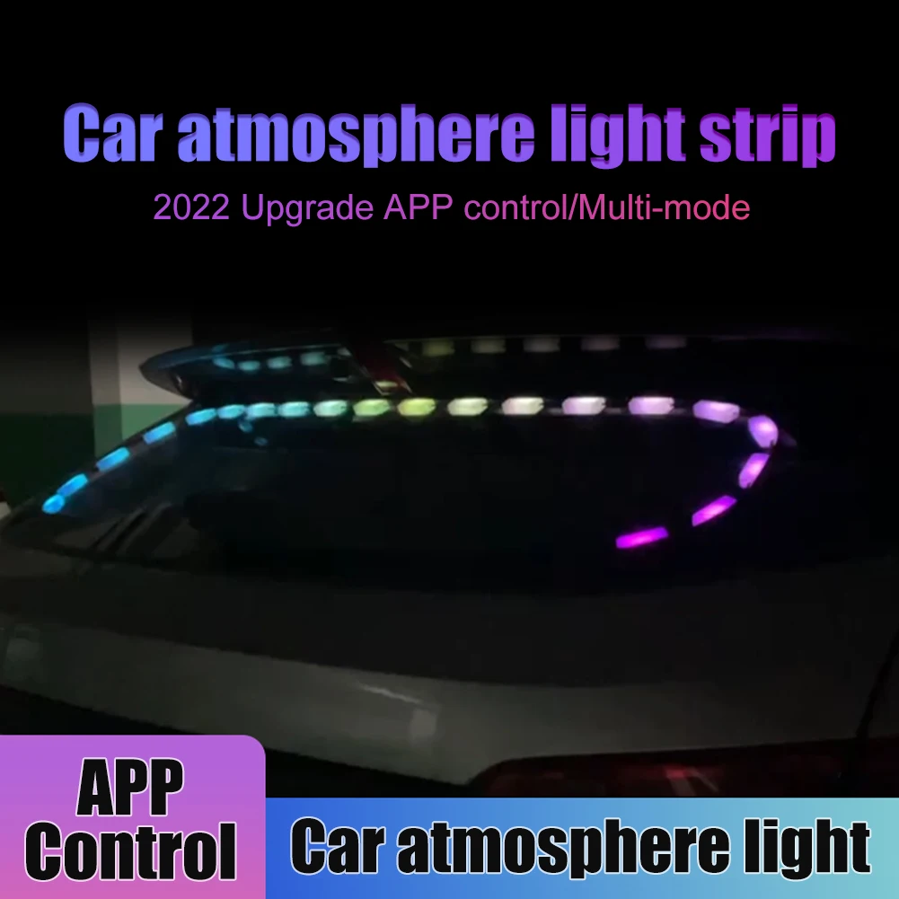 

Car Atmosphere Lamp LED Strip Light Rear Windshield RGB Strip Lights Color Changing APP Control Music Sync Interior Accessories