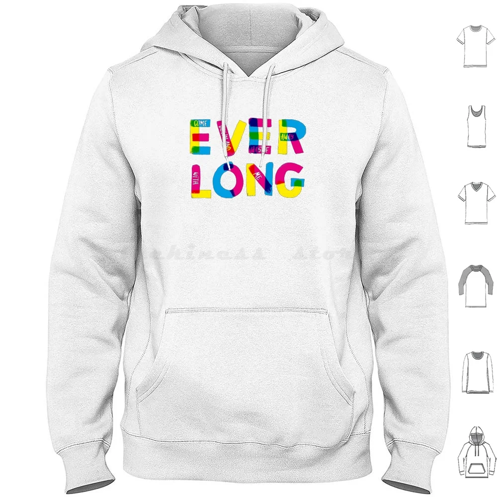 

Everlong Hoodie cotton Long Sleeve Forever Love Rainbow Grunge Lazy Cmyk Primary Colors Pink Blue Yellow Type Typography