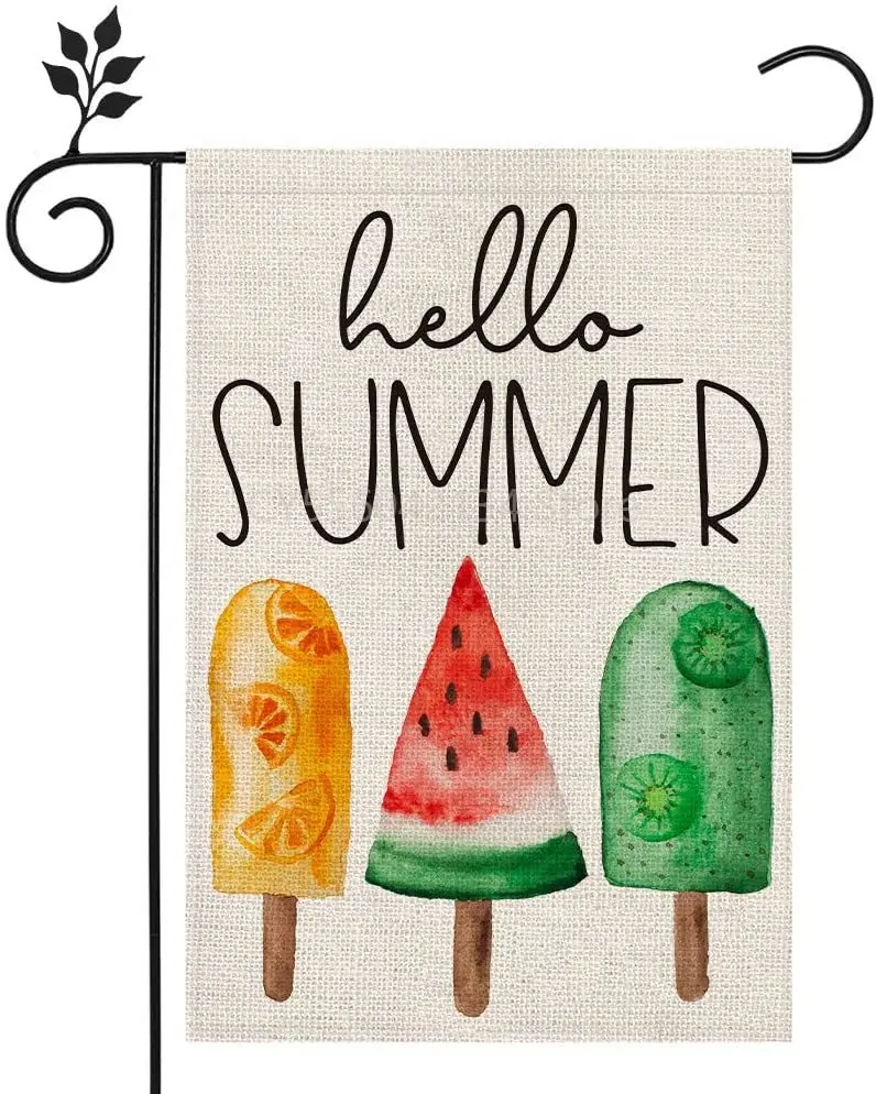 

Hello Summer Ice Cream Garden Flag 12×18 Inch Double Sided Vertical Yard Outdoor Decoration