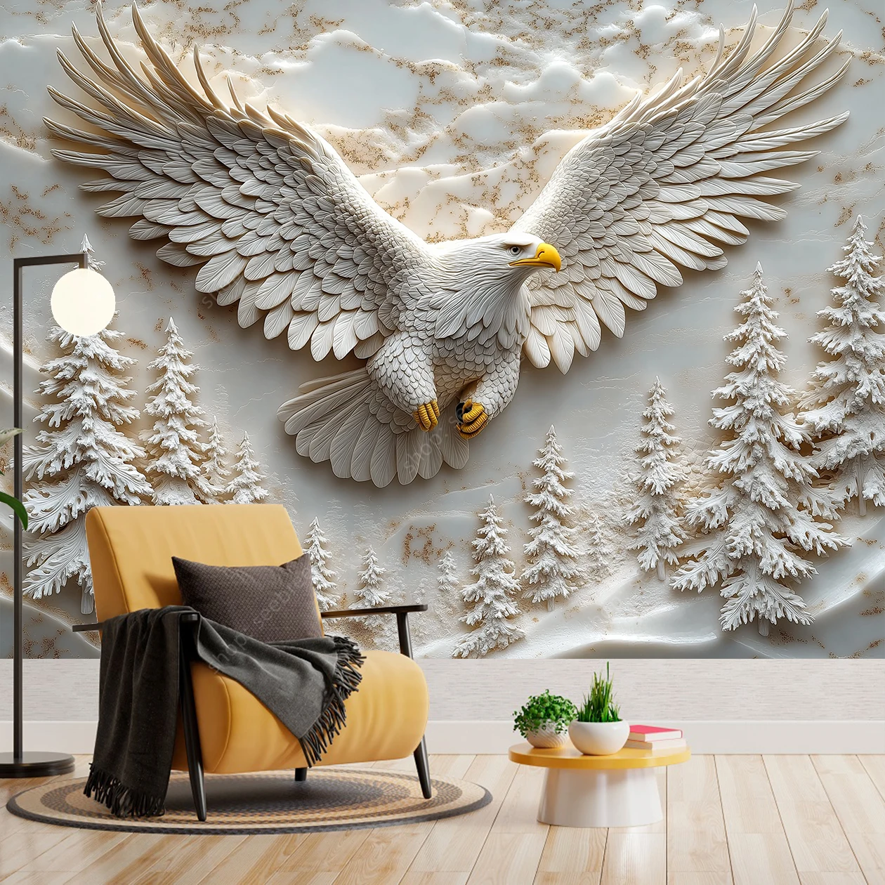 Majestic 3D Eagle Гобелен Реалистичная Летающая Птица Настенное Искусство для Гостиной