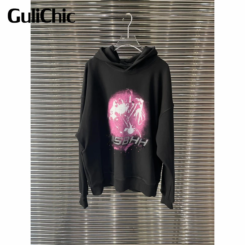 

11,16 г., GuliChic, Женская свободная удобная толстовка с капюшоном и надписью стразы, с принтом