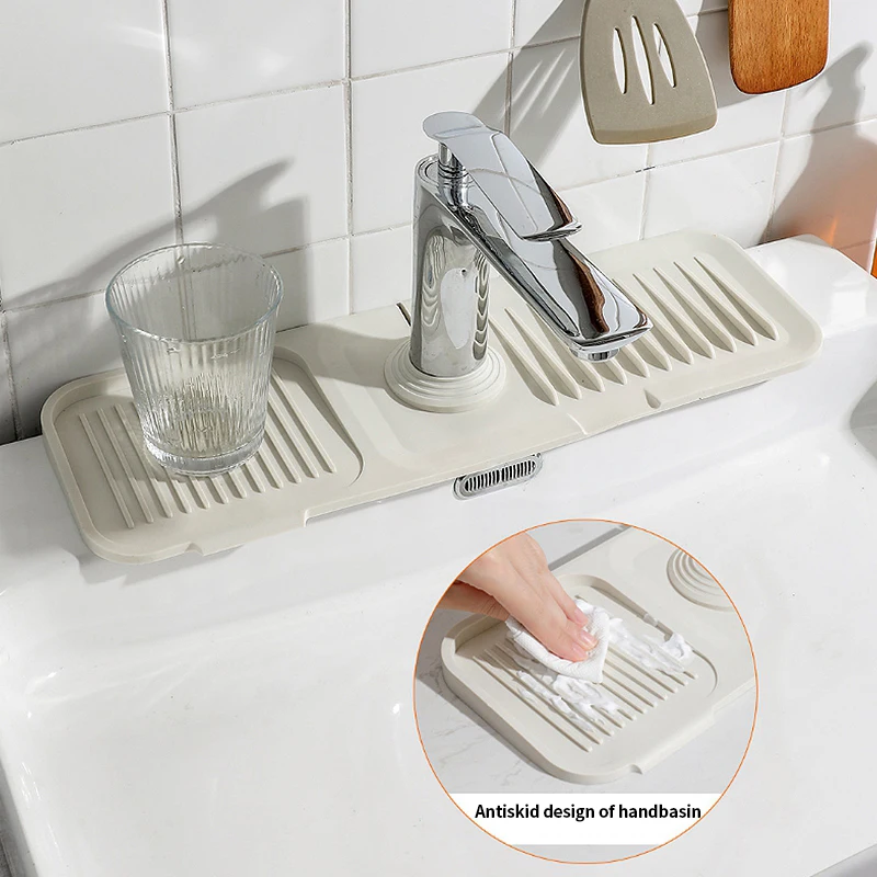 

Kitchen Silicone Faucet Drain Mat Sink Splash Pad Countertop Protector Bathroom Soap Dispenser Quick Dry Tray Kitchen Tools