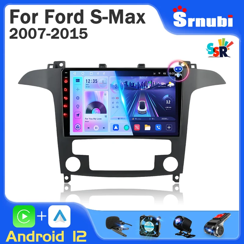 Android 12 2Din Автомобильная акустика для Ford S Max S - Max 2007 - 2015 Радионаправляемый мультимедийный стереопроигрыватель