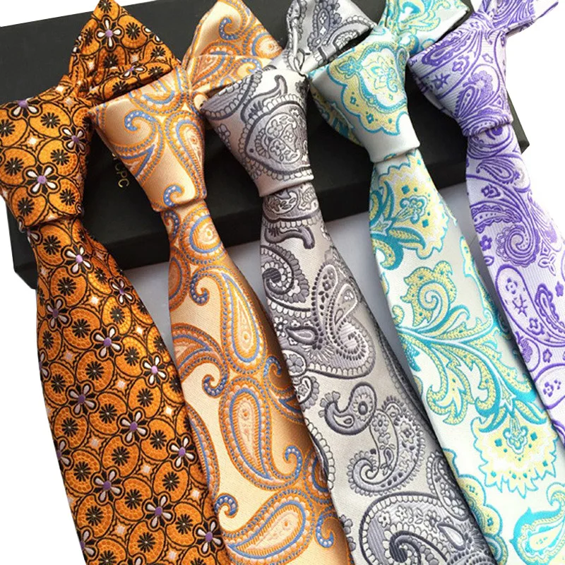 Новый дизайн, мужские галстуки, роскошный цветочный галстук с пейсли-рисунком, деловые, свадебные галстуки, галстуки для костюмов