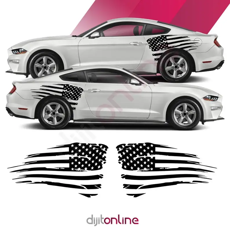 

2x Decal Compatible with Ford Mustang Side Fender US Flag Wrap Decal Sticker Vinyl Sport 2015 2016 2017 2018 2018 2019 2020 Viny
