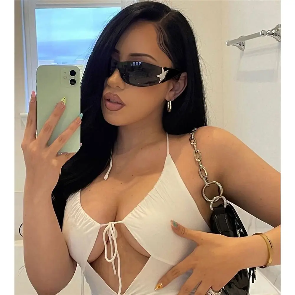Rimless Punk One Piece Sunglasses Goggle New Y2k Luxury Brand Sports Shades Sun Glasses UV400 Female Designer Five Star Eyewear 1 Rimless Punk One Piece Sunglasses Goggle New Y2k Luxury Brand Sports Shades Sun Glasses UV400 Female Designer Five Star Eyewear 1