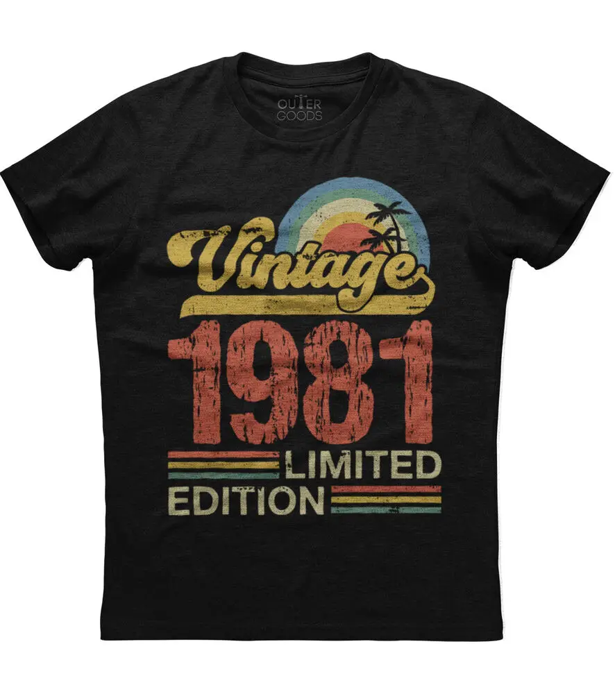 Подарок на день рождения классическая старая Винтажная Футболка 1981 Ограниченная