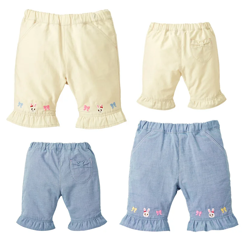 

Miki Kids Summer Girls Cartoon Bunny Bow Lace Shorts Cropped Pants Children