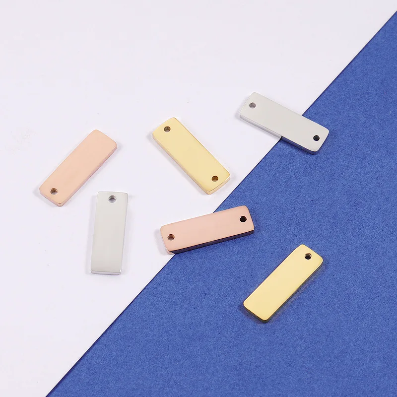 

4Pcs Stainless Steel Charms 6x18mm Square Stampings Blank Pendant Connector For Diy Bracelet Necklaces Engraving Jewelry Making