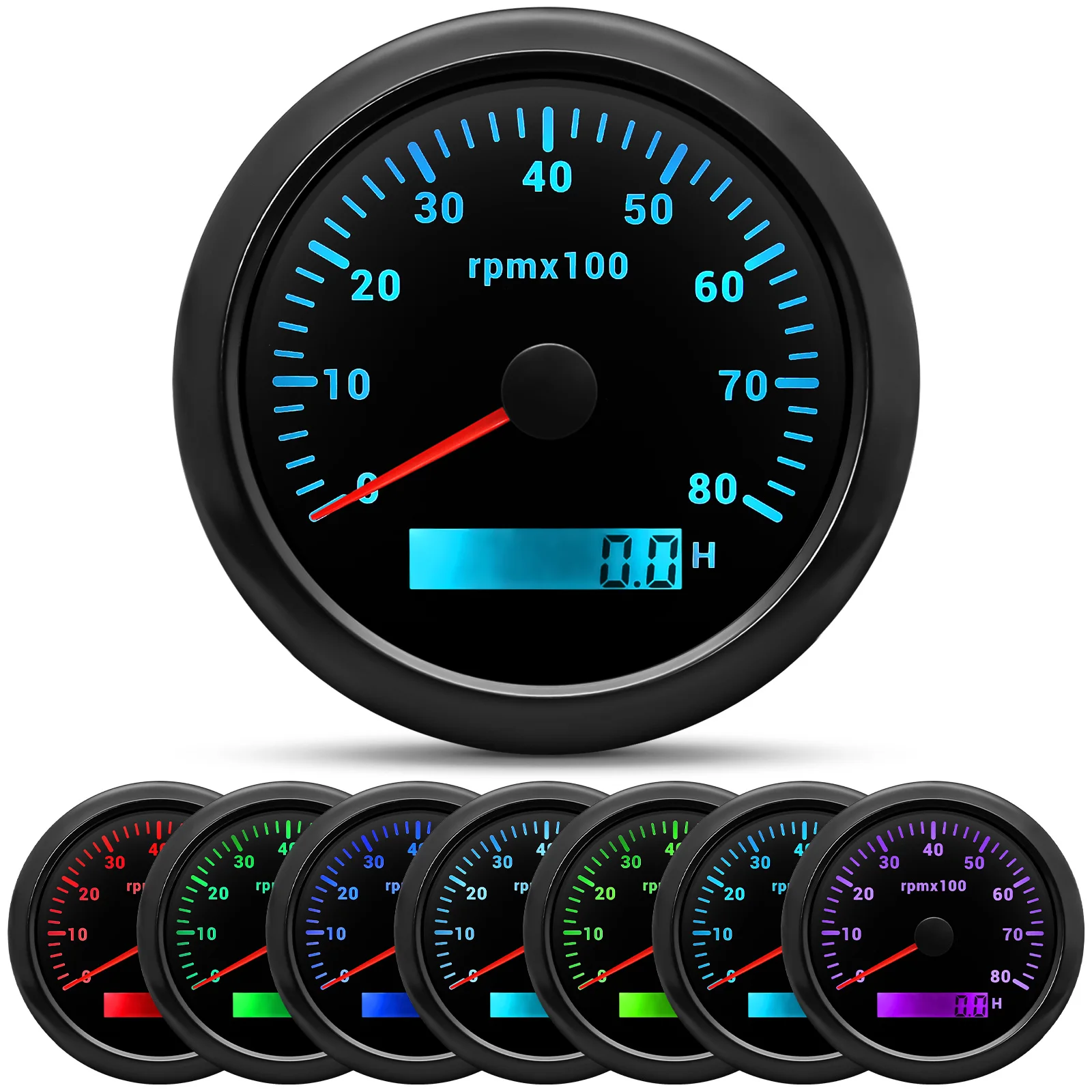 

Тахометр HD 85 Мм С ЖК-дисплеем И 7-цветной Подсветкой Для Лодок И Автомобилей, 3000-8000 Об/мин, Из Нержавеющей Стали