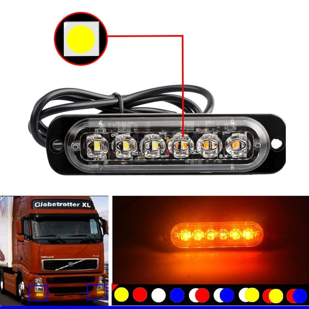 

Ultra-Thin Warning Flashing 18W 6 LED Car Waterproof IP67 Strobe Police Emergency Light Ambulance Car Truck Lamp