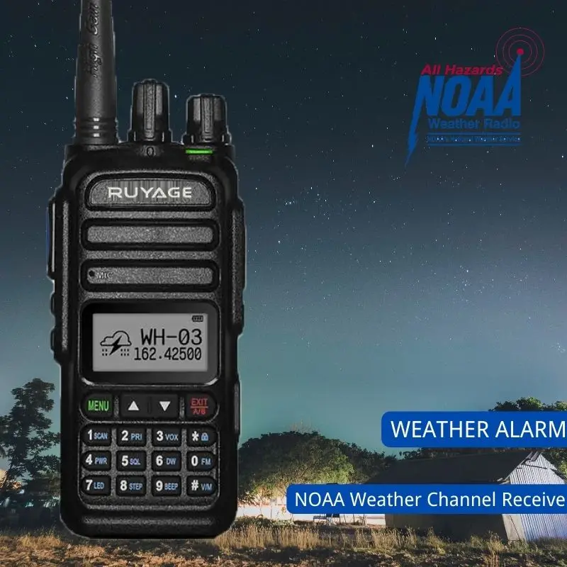 

Ruyage UV83 NOAA Weather Channel 6 Bands Amateur Ham Two Way Radio 128CH Walkie Talkie Air Band Color Police Scanner Marine